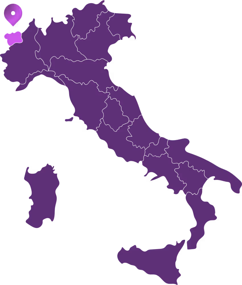 Italy Map Coloured Purple